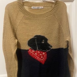 Woolrich 2-tone Wool Sweater with Black Puppy Face on Front
